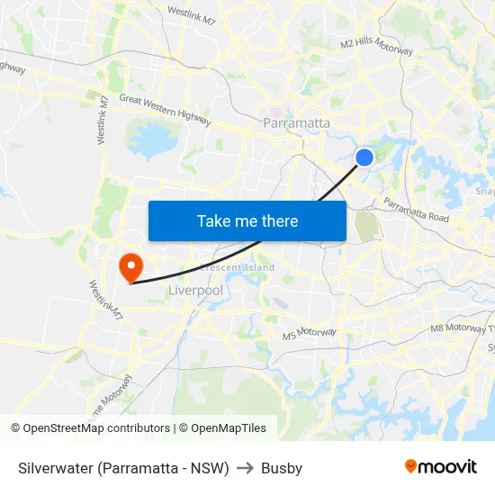 Silverwater (Parramatta - NSW) to Busby map