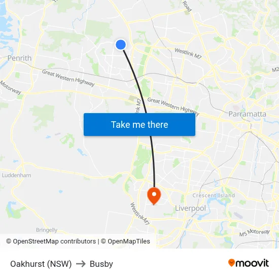 Oakhurst (NSW) to Busby map