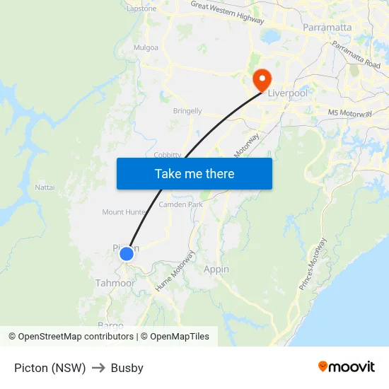 Picton (NSW) to Busby map