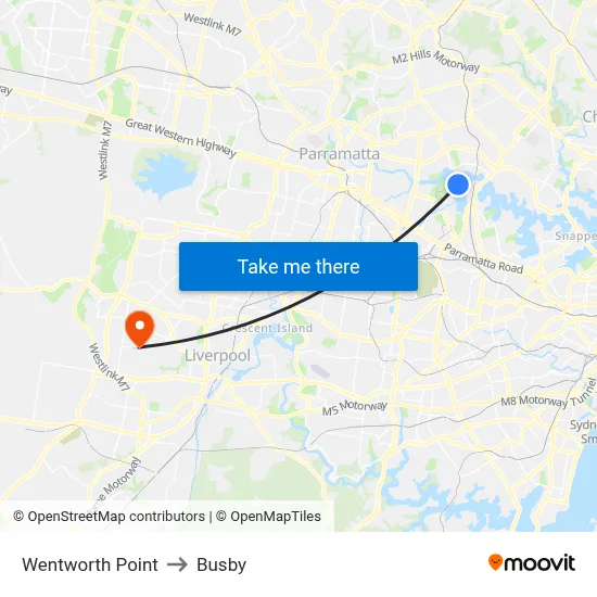 Wentworth Point to Busby map