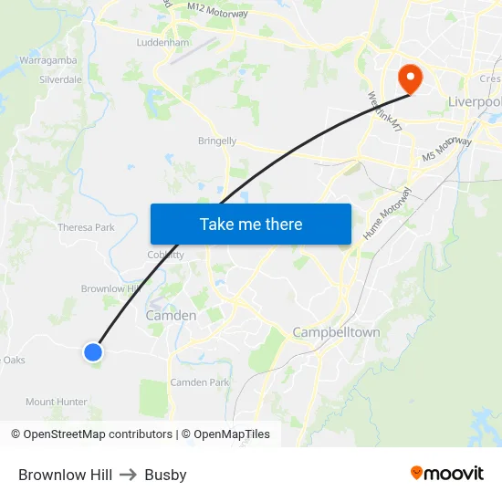 Brownlow Hill to Busby map