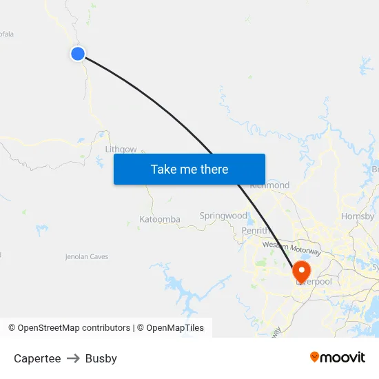 Capertee to Busby map