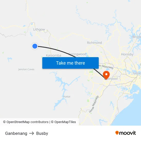 Ganbenang to Busby map