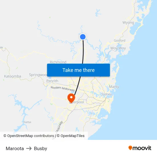 Maroota to Busby map