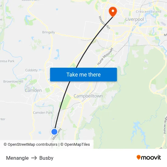 Menangle to Busby map