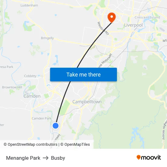 Menangle Park to Busby map