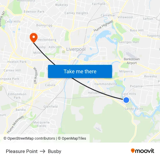 Pleasure Point to Busby map