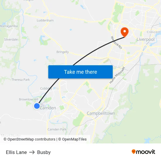 Ellis Lane to Busby map