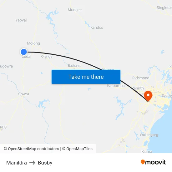 Manildra to Busby map
