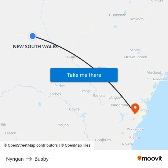 Nyngan to Busby map