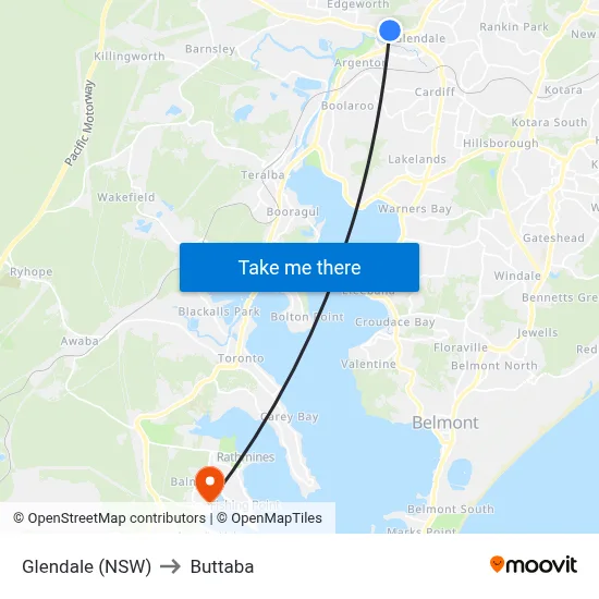 Glendale (NSW) to Buttaba map