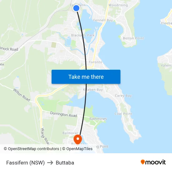Fassifern (NSW) to Buttaba map