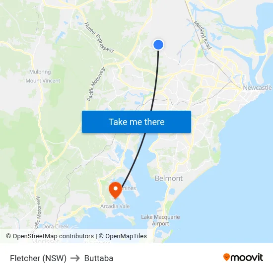 Fletcher (NSW) to Buttaba map