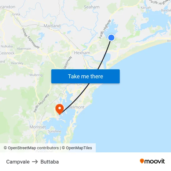 Campvale to Buttaba map
