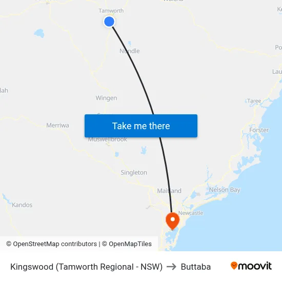 Kingswood (Tamworth Regional - NSW) to Buttaba map