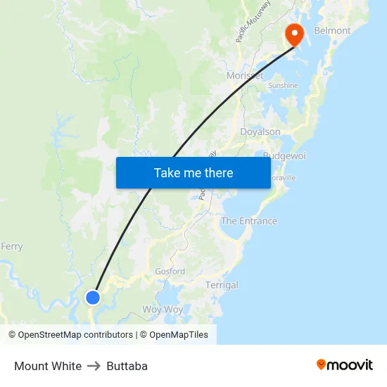 Mount White to Buttaba map