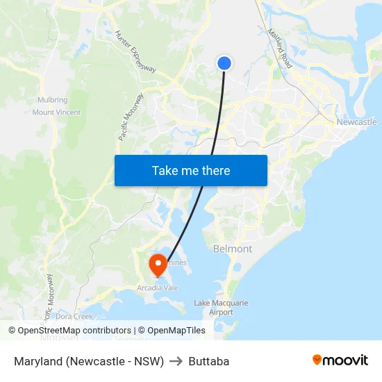 Maryland (Newcastle - NSW) to Buttaba map