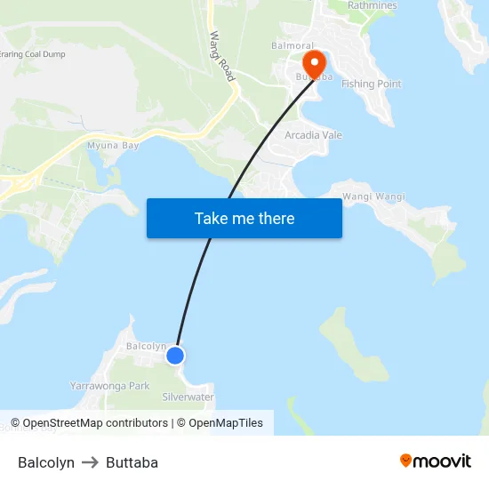 Balcolyn to Buttaba map