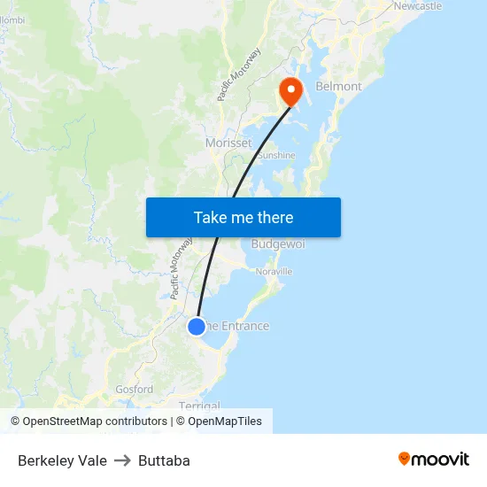 Berkeley Vale to Buttaba map
