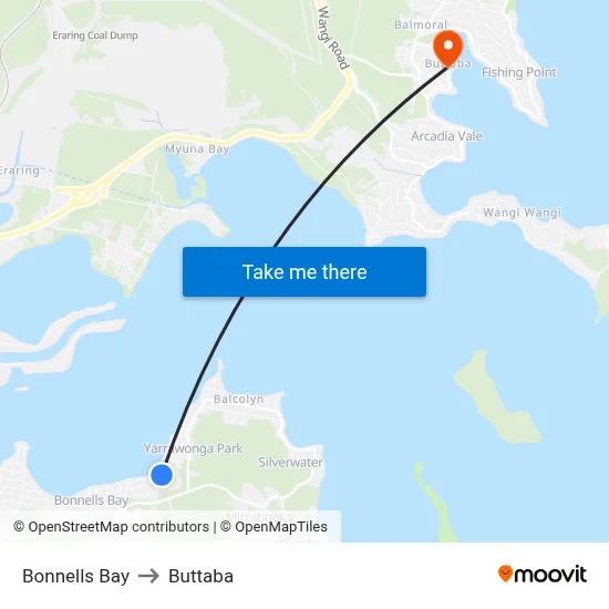 Bonnells Bay to Buttaba map