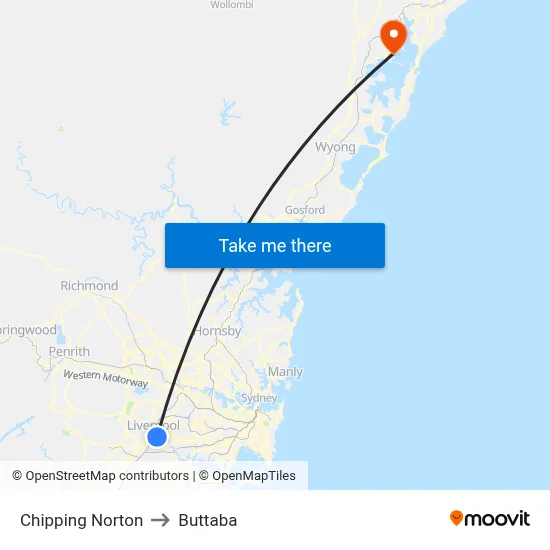 Chipping Norton to Buttaba map