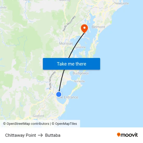 Chittaway Point to Buttaba map