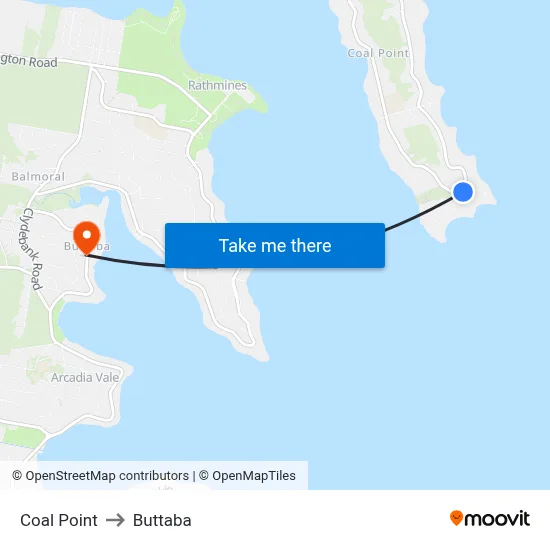 Coal Point to Buttaba map