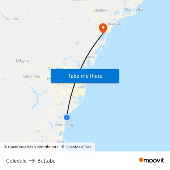 Coledale to Buttaba map