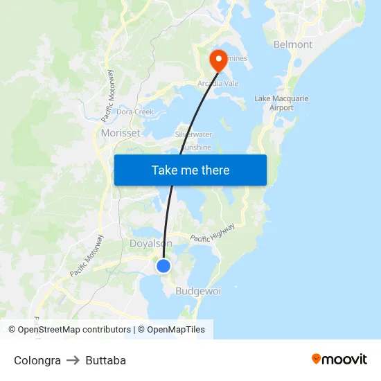 Colongra to Buttaba map