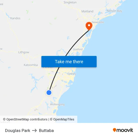 Douglas Park to Buttaba map