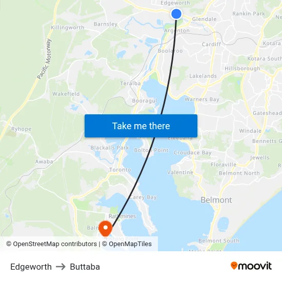 Edgeworth to Buttaba map