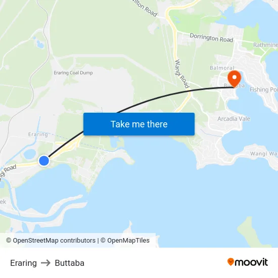 Eraring to Buttaba map