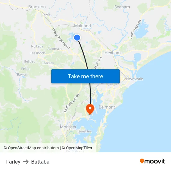 Farley to Buttaba map