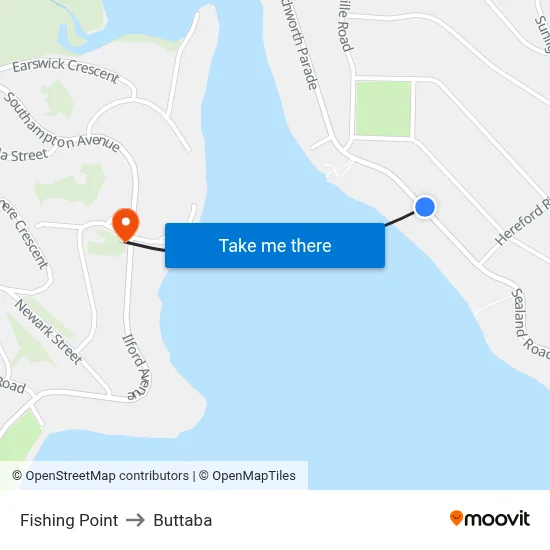 Fishing Point to Buttaba map