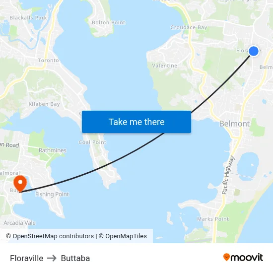 Floraville to Buttaba map