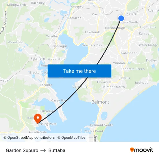 Garden Suburb to Buttaba map