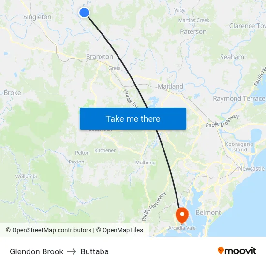 Glendon Brook to Buttaba map