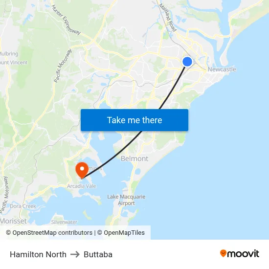 Hamilton North to Buttaba map