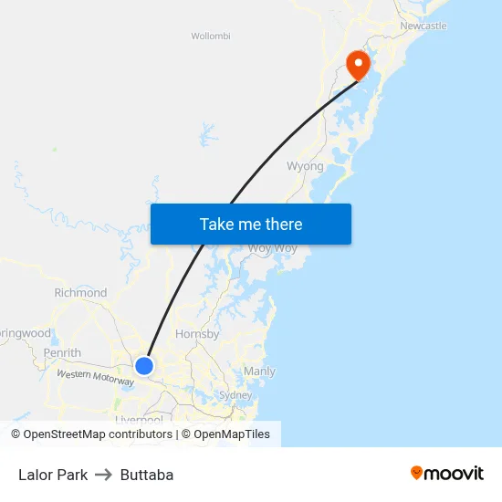 Lalor Park to Buttaba map