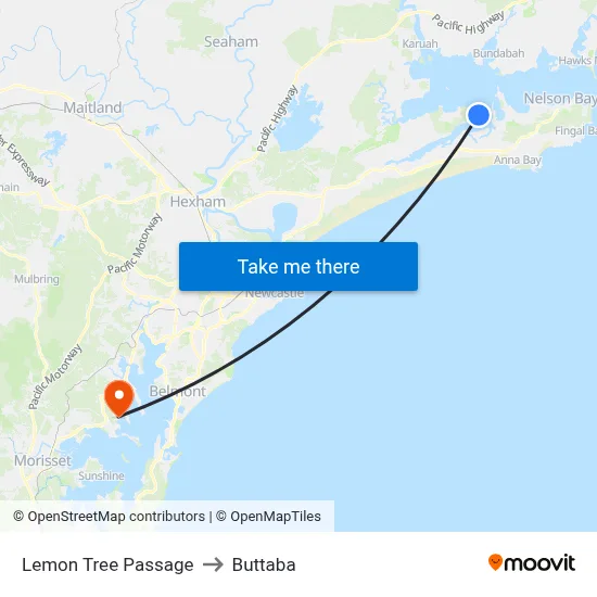 Lemon Tree Passage to Buttaba map