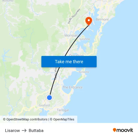 Lisarow to Buttaba map