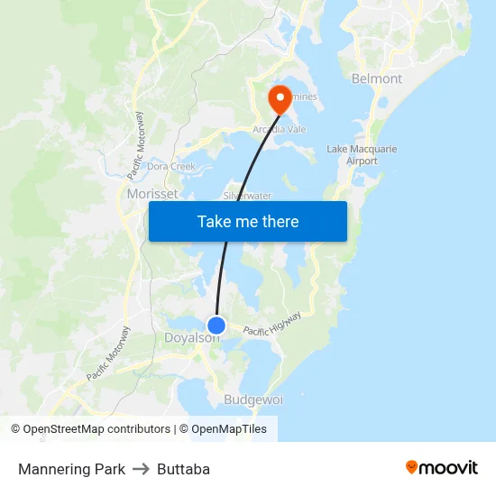 Mannering Park to Buttaba map