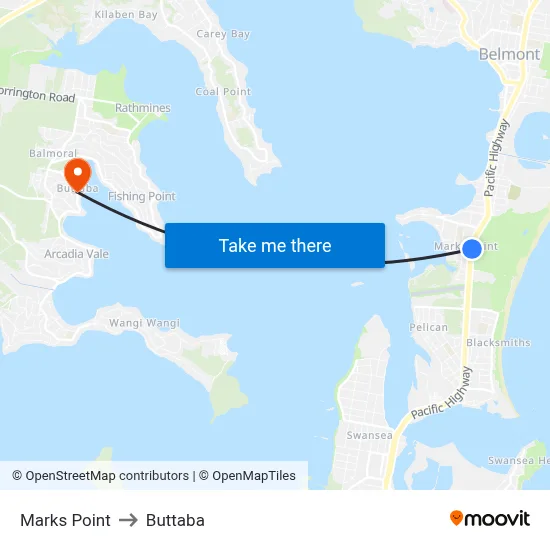 Marks Point to Buttaba map