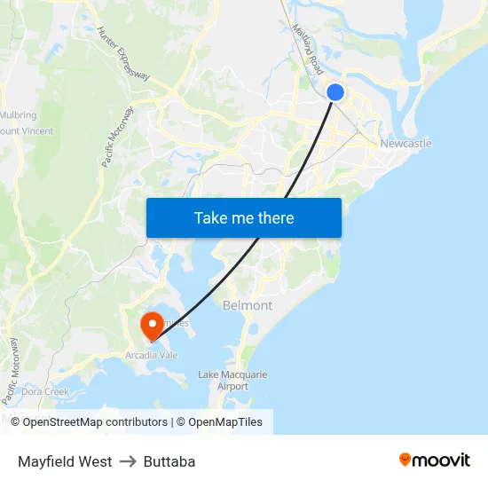 Mayfield West to Buttaba map