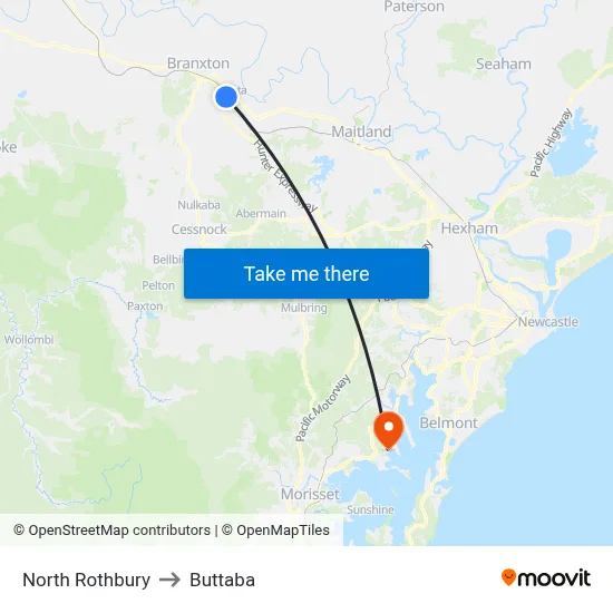 North Rothbury to Buttaba map