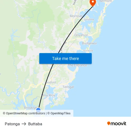 Patonga to Buttaba map