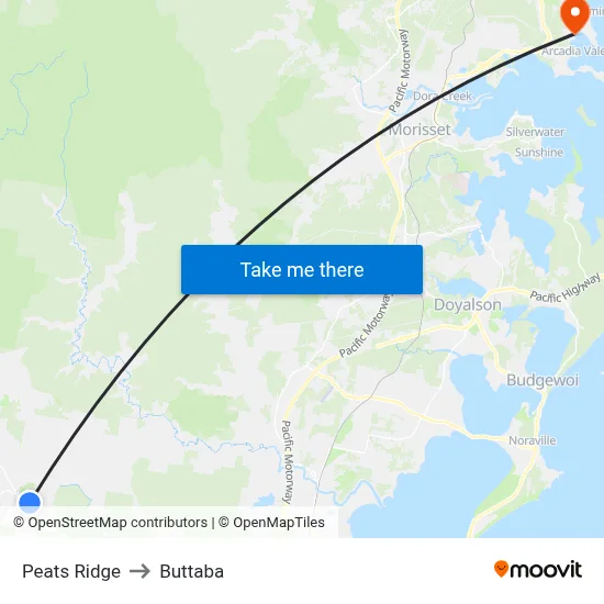 Peats Ridge to Buttaba map