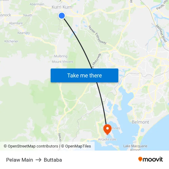 Pelaw Main to Buttaba map
