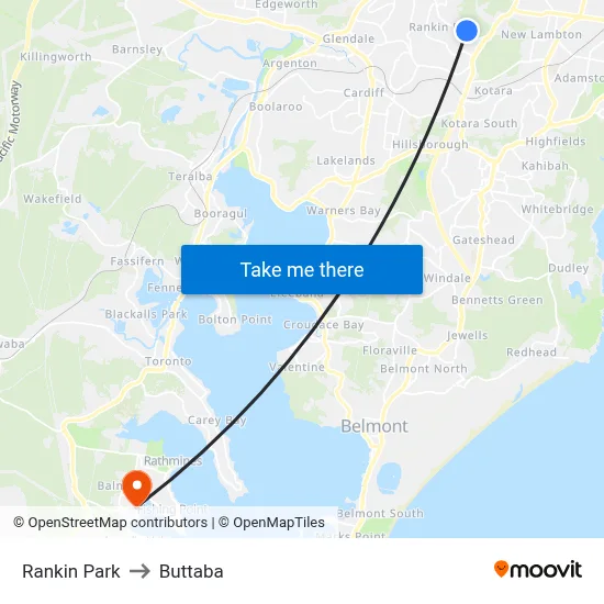 Rankin Park to Buttaba map