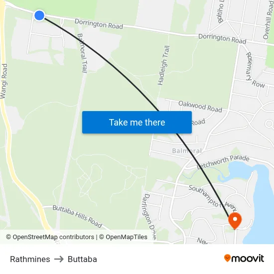 Rathmines to Buttaba map